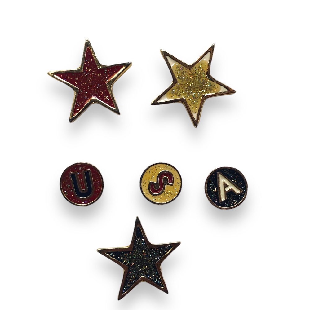 USA Glitter Star Red White Blue Button Covers by Accessory Lady Set of 6
